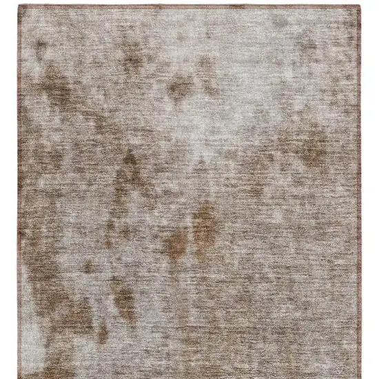 Brown and Off White Abstract Washable Non Skid Runner Rug With UV Protection Photo 4