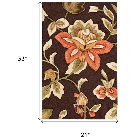 Brown and Orange Floral Hand Carved Handmade Area Rug Photo 3