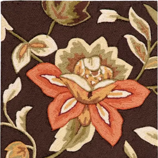 Brown and Orange Floral Hand Carved Handmade Area Rug Photo 7