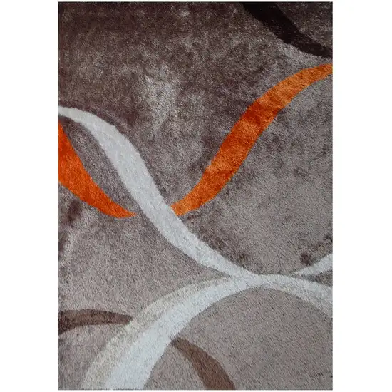 Brown and Orange Shag Hand Tufted Area Rug Photo 1