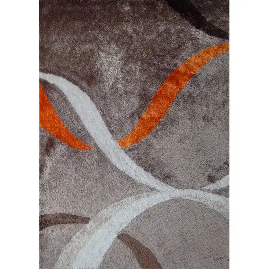 Brown and Orange Shag Hand Tufted Area Rug Photo 1