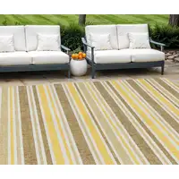 Photo of Brown and Orange Striped Washable Non Skid Area Rug With UV Protection