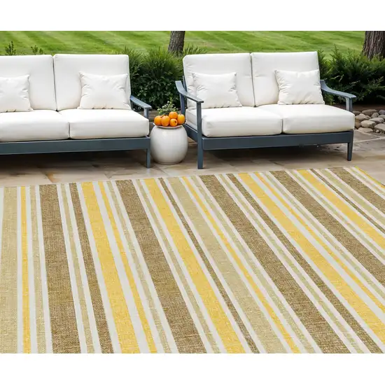 Brown and Orange Striped Washable Non Skid Area Rug With UV Protection Photo 1