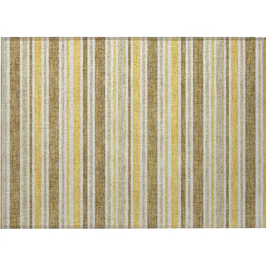 Brown and Orange Striped Washable Indoor Outdoor Area Rug Photo 4