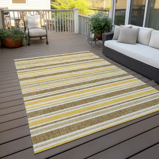 Brown and Orange Striped Washable Non Skid Indoor Outdoor Area Rug Photo 9