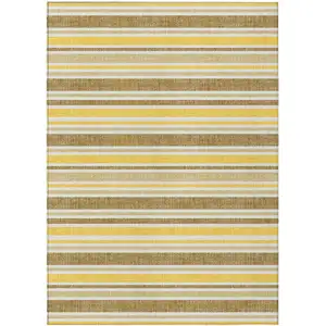 Photo of Brown and Orange Striped Washable Non Skid Indoor Outdoor Area Rug