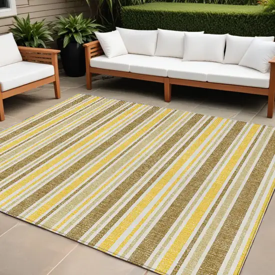 Brown and Orange Striped Washable Non Skid Indoor Outdoor Area Rug Photo 1