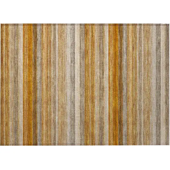 Brown and Orange Striped Washable Non Skid Indoor Outdoor Area Rug Photo 5