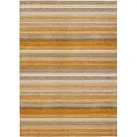 Photo of Brown and Orange Striped Washable Non Skid Indoor Outdoor Area Rug