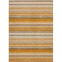 Photo of Brown and Orange Striped Washable Non Skid Indoor Outdoor Area Rug