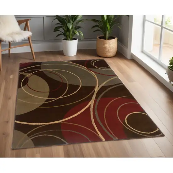 Brown And Red Abstract Area Rug Photo 1