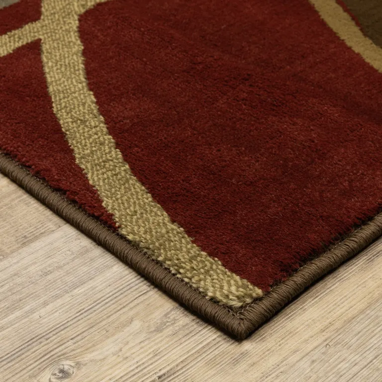 Brown and Red Abstract  Area Rug Photo 2