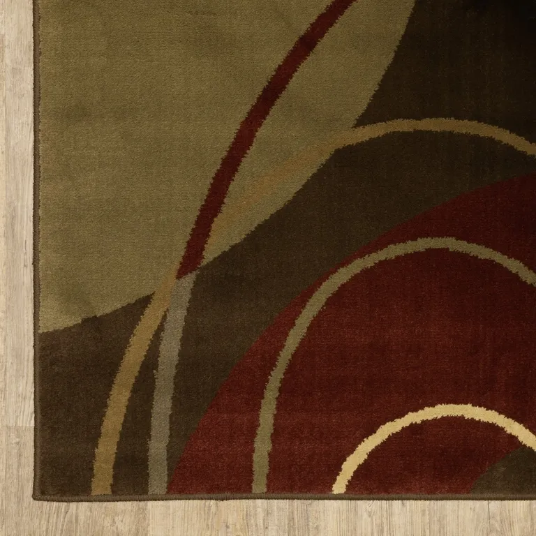 Brown and Red Abstract  Area Rug Photo 3