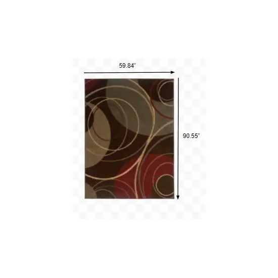 Brown and Red Abstract  Area Rug Photo 5