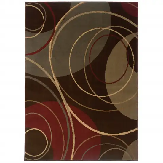 Brown And Red Abstract Area Rug Photo 6