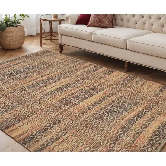 Tan and Red Geometric Flatweave Handmade Area Rug Photo 1