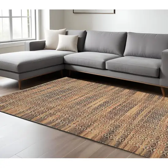 Tan and Red Geometric Flatweave Handmade Area Rug Photo 1