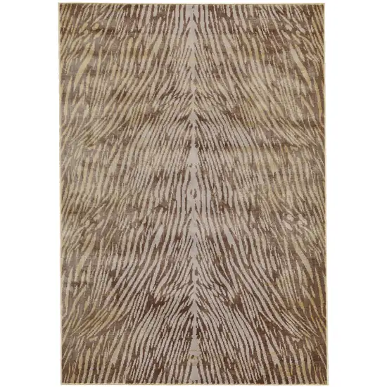 Brown and Tan Animal Print Power Loom Area Rug Photo 2