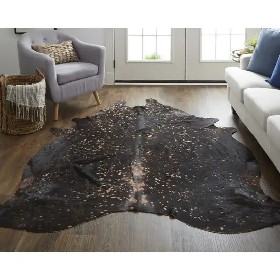 Brown and Tan Cowhide Animal Print Power Loom Area Rug Photo 8