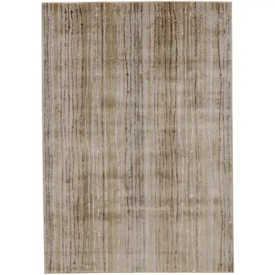 Brown and Tan Striped Power Loom Area Rug Photo 1