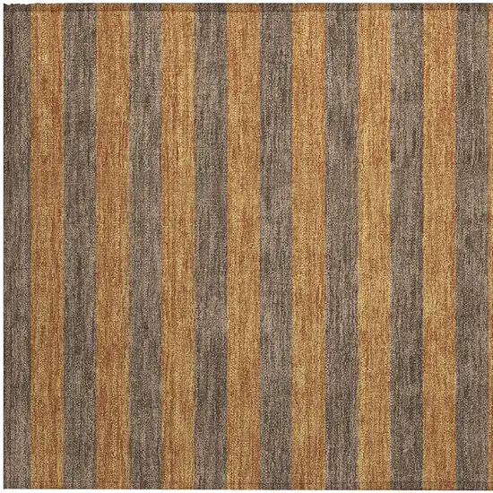 Brown and Tan Striped Washable Non Skid Indoor Outdoor Area Rug Photo 7