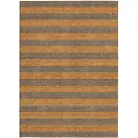 Photo of Brown and Tan Striped Washable Non Skid Indoor Outdoor Area Rug