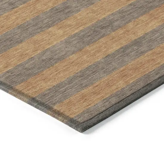 Brown and Tan Striped Washable Non Skid Indoor Outdoor Area Rug Photo 7