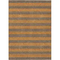 Photo of Brown and Tan Striped Washable Non Skid Indoor Outdoor Area Rug