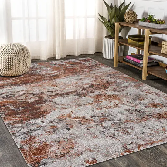 Brown and White Abstract Earth Area Rug Photo 8