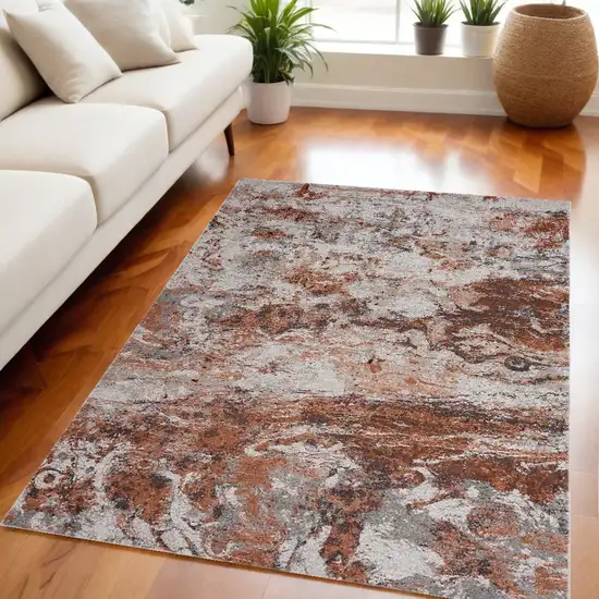 Brown and White Abstract Earth Area Rug Photo 1