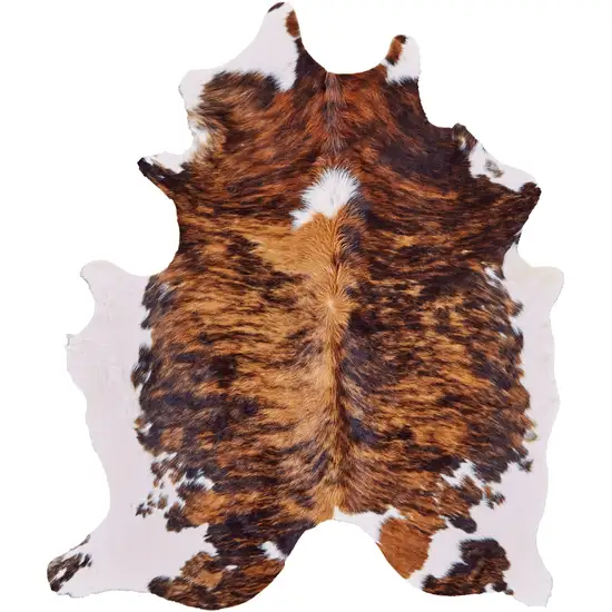 Brown and White Cowhide Animal Print Power Loom Area Rug Photo 6