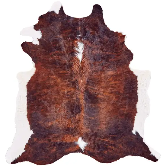 Brown and White Cowhide Animal Print Power Loom Area Rug Photo 5