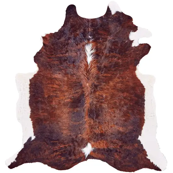 Brown and White Cowhide Animal Print Power Loom Area Rug Photo 2