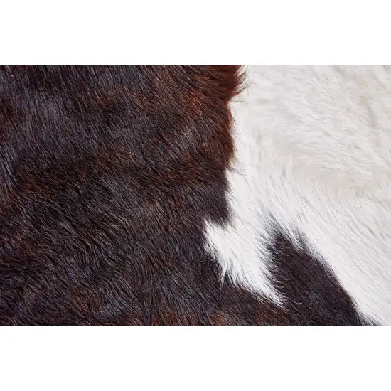 Brown and White Cowhide Animal Print Power Loom Area Rug Photo 8