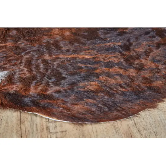 Brown and White Cowhide Animal Print Power Loom Area Rug Photo 7