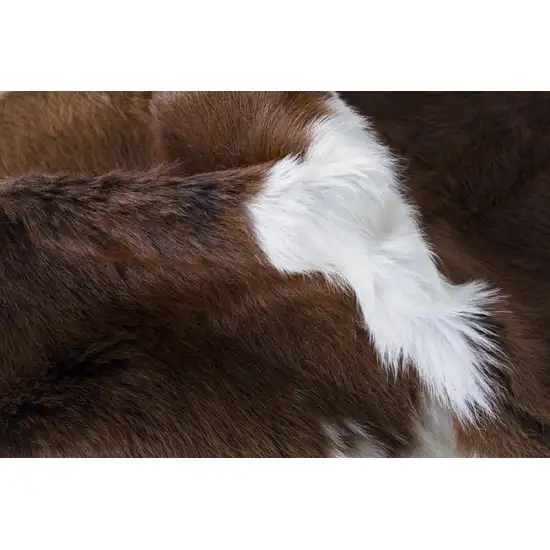 Brown and White Cowhide Hand Tufted Area Rug Photo 4