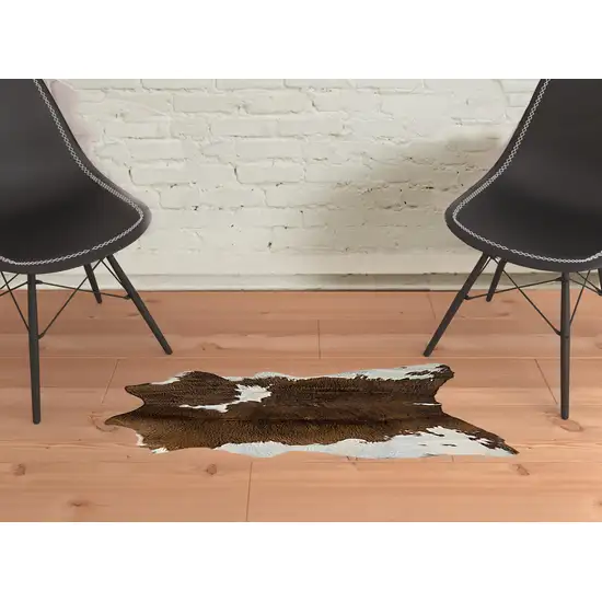 Brown and White Cowhide Hand Tufted Area Rug Photo 2