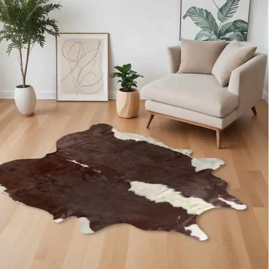 Brown and White Cowhide Handmade Area Rug Photo 1