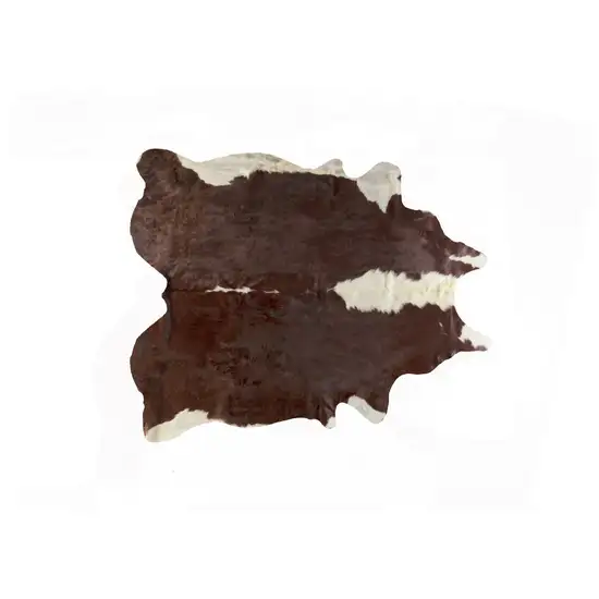 Brown and White Cowhide Handmade Area Rug Photo 2