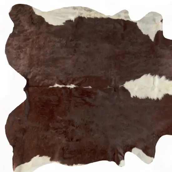 Brown and White Cowhide Handmade Area Rug Photo 5