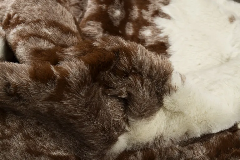 Brown and White Faux Cowhide Area Rug Photo 2