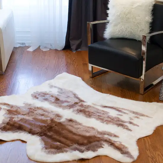 Brown and White Faux Hide Area Rug Photo 3