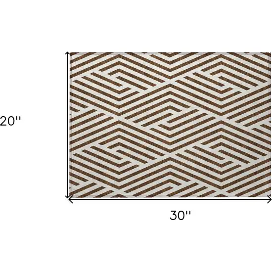 Brown and White Geometric Washable Non Skid Indoor Outdoor Area Rug Photo 3