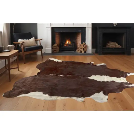 Brown And White Natural Cowhide Area Rug Photo 1