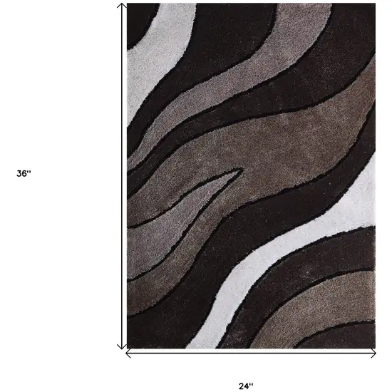 Brown and White Shag Hand Tufted Area Rug Photo 5