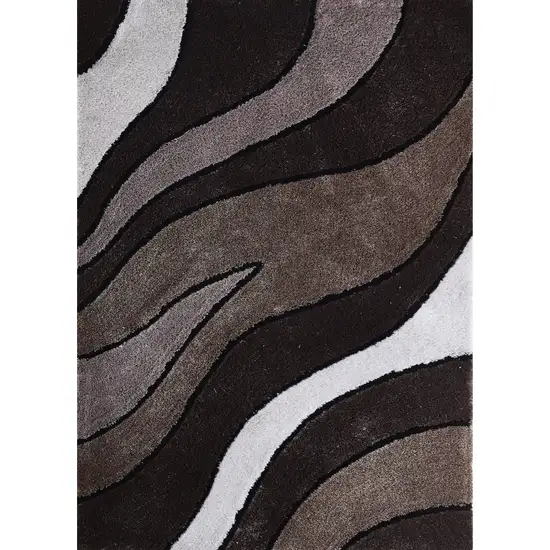 Brown and White Shag Hand Tufted Area Rug Photo 2