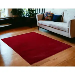 Photo of Burgundy Faux Fur Shag Non Skid Area Rug