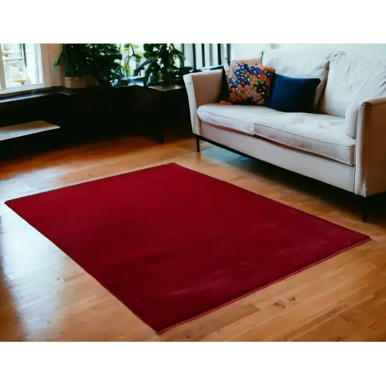 Burgundy Faux Fur Shag Non Skid Area Rug Photo 1