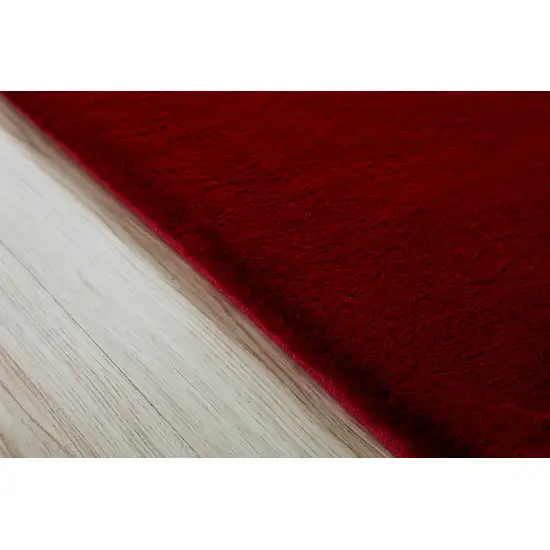 Burgundy Faux Fur Shag Non Skid Area Rug Photo 8