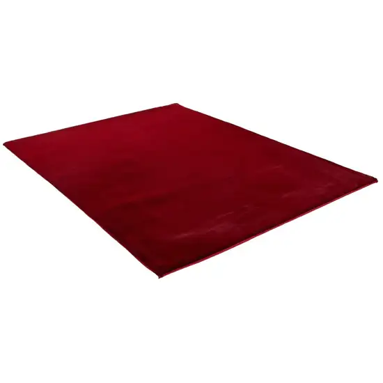 Burgundy Faux Fur Shag Non Skid Area Rug Photo 2